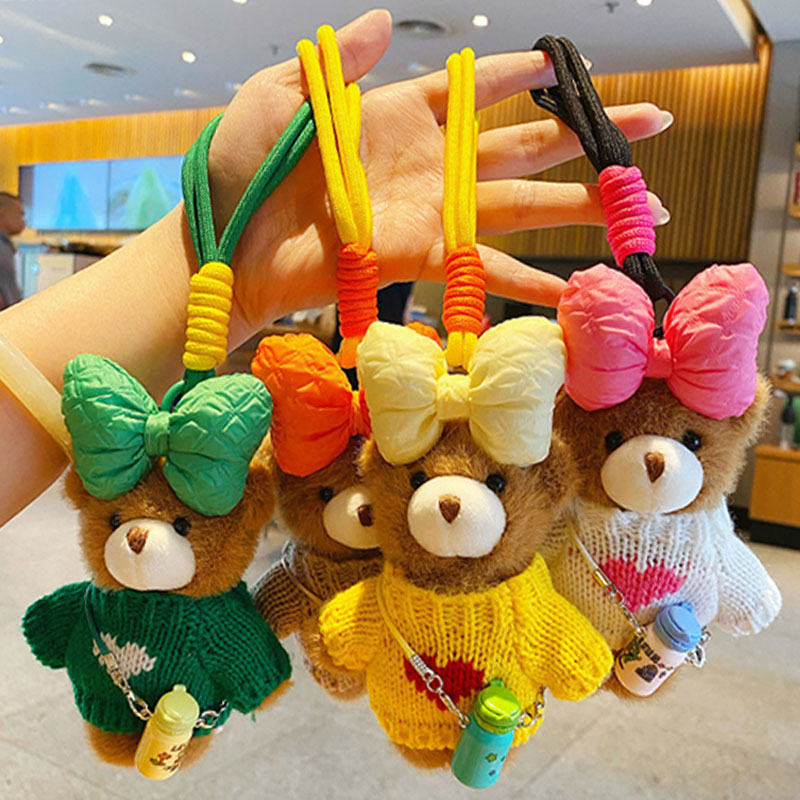 ぬいぐるみ クマ リボン キーチャーム キーホルダー キーリング キーチェーン バッグチャーム ストラップ アクセサリー 紛失予防 かわいい ジュエリー 可愛い 雑貨 鍵 車 レディース カップル 小物 ギフト プレゼント
