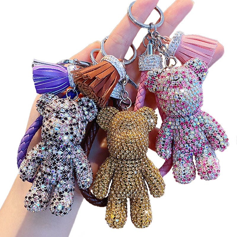 キラキラ クマ ダイア キーチャーム キーホルダー キーリング キーチェーン バッグチャーム ストラップ アクセサリー 紛失予防 かわいい ジュエリー 可愛い 雑貨 鍵 車 レディース カップル 小物 ギフト プレゼント