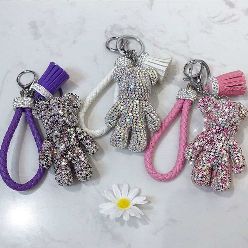 キラキラ クマ ダイア キーチャーム キーホルダー キーリング キーチェーン バッグチャーム ストラップ アクセサリー 紛失予防 かわいい ジュエリー 可愛い 雑貨 鍵 車 レディース カップル 小物 ギフト プレゼント