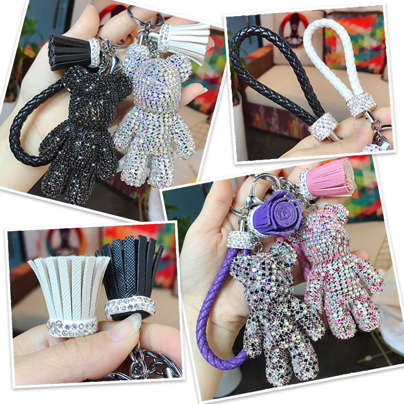 キラキラ クマ ダイア キーチャーム キーホルダー キーリング キーチェーン バッグチャーム ストラップ アクセサリー 紛失予防 かわいい ジュエリー 可愛い 雑貨 鍵 車 レディース カップル 小物 ギフト プレゼント