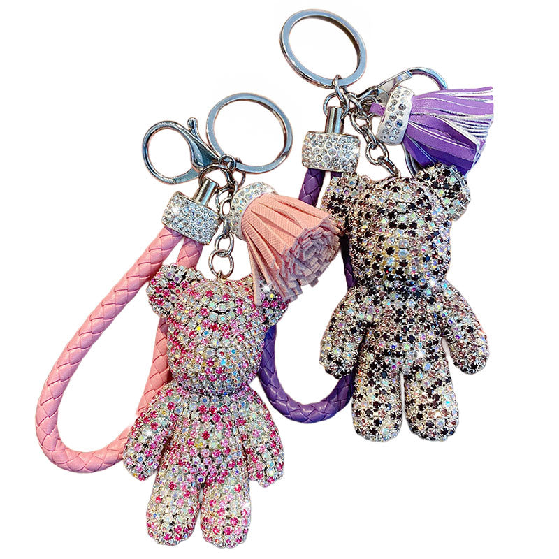 キラキラ クマ ダイア キーチャーム キーホルダー キーリング キーチェーン バッグチャーム ストラップ アクセサリー 紛失予防 かわいい ジュエリー 可愛い 雑貨 鍵 車 レディース カップル 小物 ギフト プレゼント
