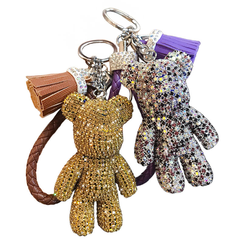 キラキラ クマ ダイア キーチャーム キーホルダー キーリング キーチェーン バッグチャーム ストラップ アクセサリー 紛失予防 かわいい ジュエリー 可愛い 雑貨 鍵 車 レディース カップル 小物 ギフト プレゼント