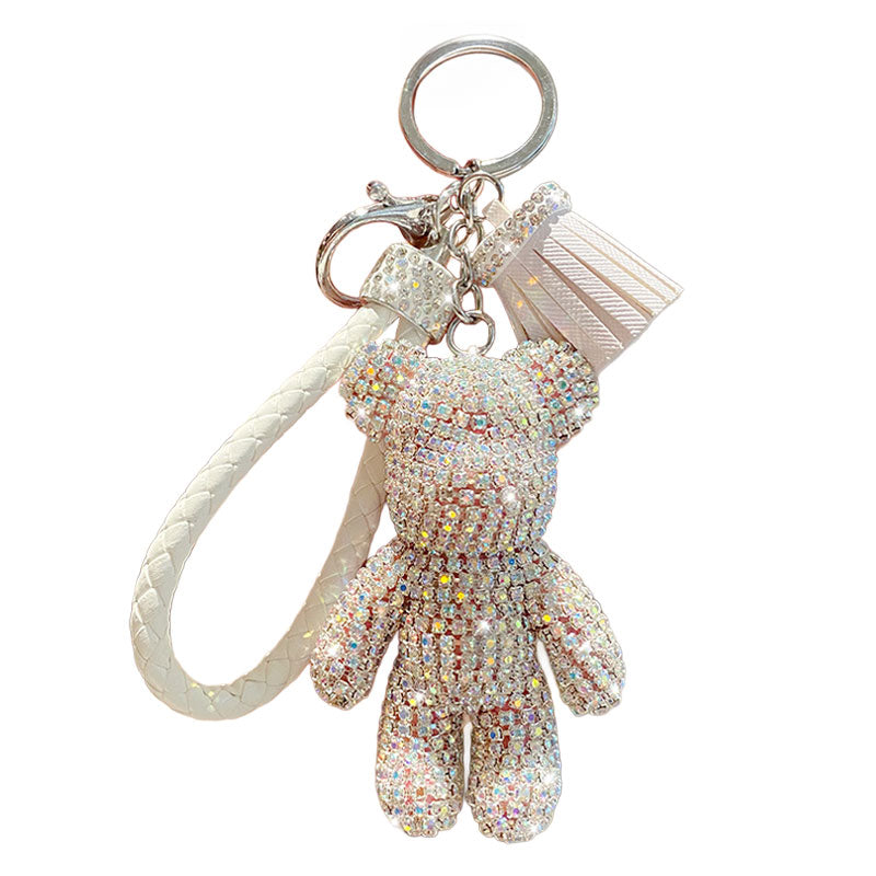 キラキラ クマ ダイア キーチャーム キーホルダー キーリング キーチェーン バッグチャーム ストラップ アクセサリー 紛失予防 かわいい ジュエリー 可愛い 雑貨 鍵 車 レディース カップル 小物 ギフト プレゼント