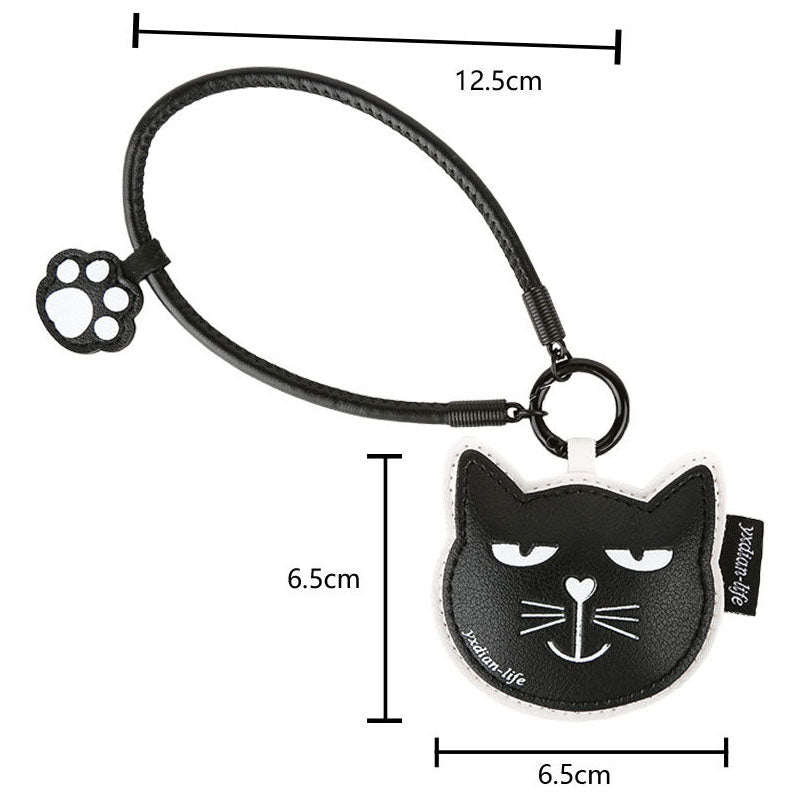 ネコ 黒 革 キーチャーム キーホルダー キーリング キーチェーン バッグチャーム ストラップ アクセサリー 紛失予防 かわいい ジュエリー 可愛い 雑貨 鍵 車 レディース カップル 小物 ギフト プレゼント