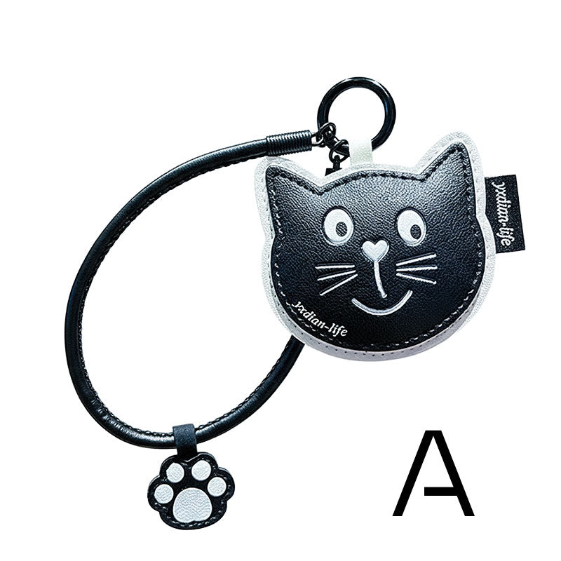 ネコ 黒 革 キーチャーム キーホルダー キーリング キーチェーン バッグチャーム ストラップ アクセサリー 紛失予防 かわいい ジュエリー 可愛い 雑貨 鍵 車 レディース カップル 小物 ギフト プレゼント