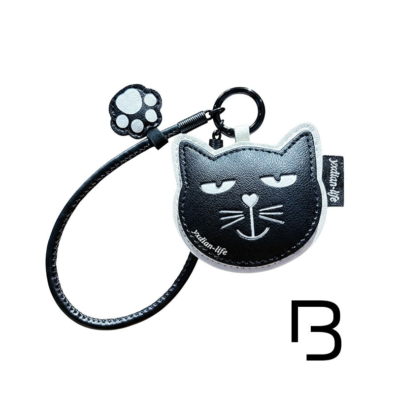 ネコ 黒 革 キーチャーム キーホルダー キーリング キーチェーン バッグチャーム ストラップ アクセサリー 紛失予防 かわいい ジュエリー 可愛い 雑貨 鍵 車 レディース カップル 小物 ギフト プレゼント