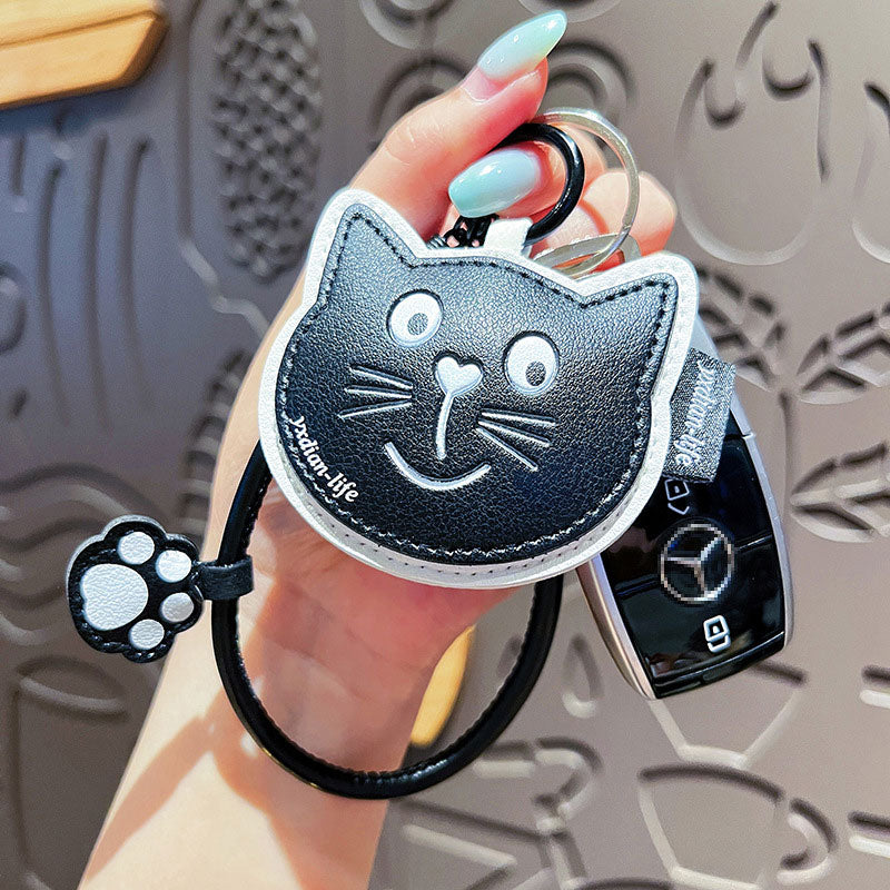 ネコ 黒 革 キーチャーム キーホルダー キーリング キーチェーン バッグチャーム ストラップ アクセサリー 紛失予防 かわいい ジュエリー 可愛い 雑貨 鍵 車 レディース カップル 小物 ギフト プレゼント
