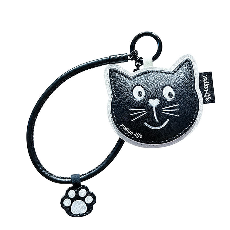 ネコ 黒 革 キーチャーム キーホルダー キーリング キーチェーン バッグチャーム ストラップ アクセサリー 紛失予防 かわいい ジュエリー 可愛い 雑貨 鍵 車 レディース カップル 小物 ギフト プレゼント
