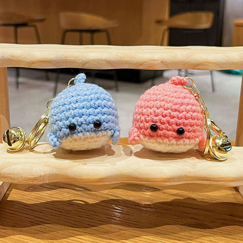 クジラ 動物 編み物 キーチャーム キーホルダー キーリング キーチェーン バッグチャーム ストラップ アクセサリー 紛失予防 かわいい ジュエリー 可愛い 雑貨 鍵 車 レディース カップル 小物 ギフト プレゼント