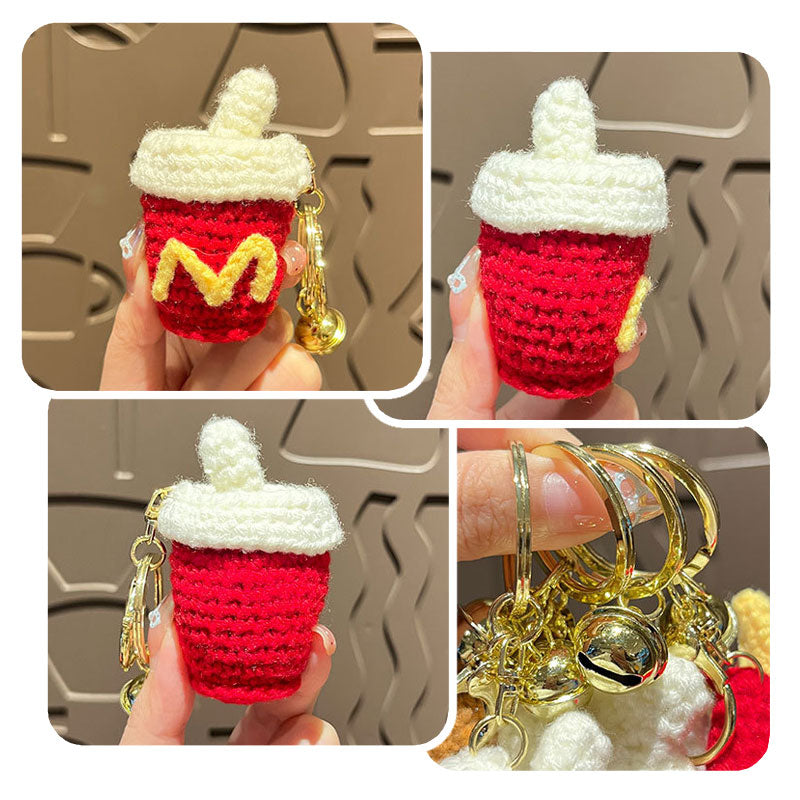 ハンバーガー ファーストフード 編み物 キーチャーム キーホルダー キーリング キーチェーン バッグチャーム ストラップ アクセサリー 紛失予防 かわいい ジュエリー 可愛い 雑貨 鍵 車 レディース カップル 小物 ギフト プレゼント