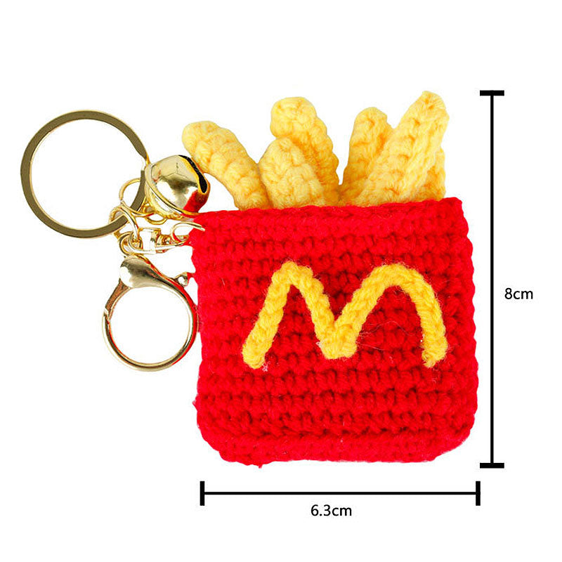 ハンバーガー ファーストフード 編み物 キーチャーム キーホルダー キーリング キーチェーン バッグチャーム ストラップ アクセサリー 紛失予防 かわいい ジュエリー 可愛い 雑貨 鍵 車 レディース カップル 小物 ギフト プレゼント