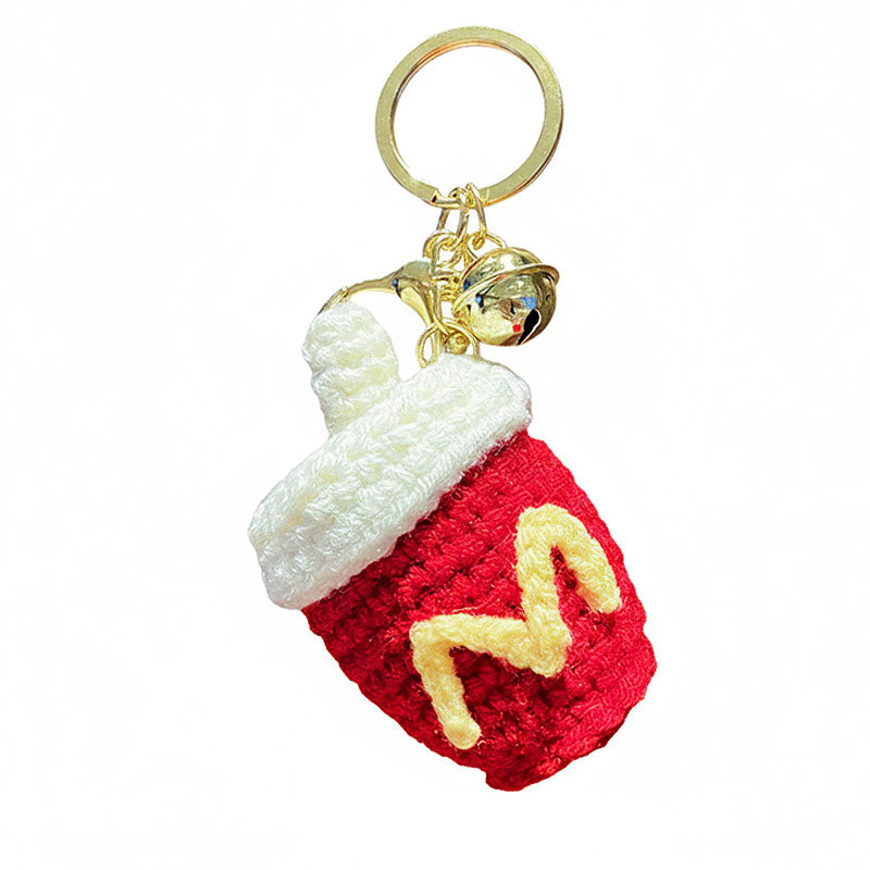 ハンバーガー ファーストフード 編み物 キーチャーム キーホルダー キーリング キーチェーン バッグチャーム ストラップ アクセサリー 紛失予防 かわいい ジュエリー 可愛い 雑貨 鍵 車 レディース カップル 小物 ギフト プレゼント