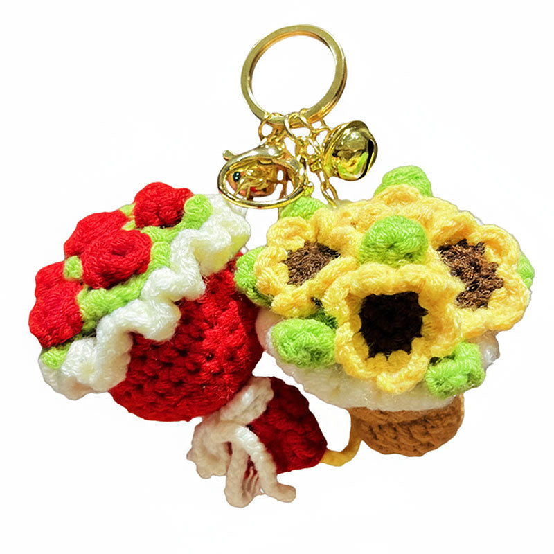 ブーケ 花束 編み物 キーチャーム キーホルダー キーリング キーチェーン バッグチャーム ストラップ アクセサリー 紛失予防 かわいい ジュエリー 可愛い 雑貨 鍵 車 レディース カップル 小物 ギフト プレゼント