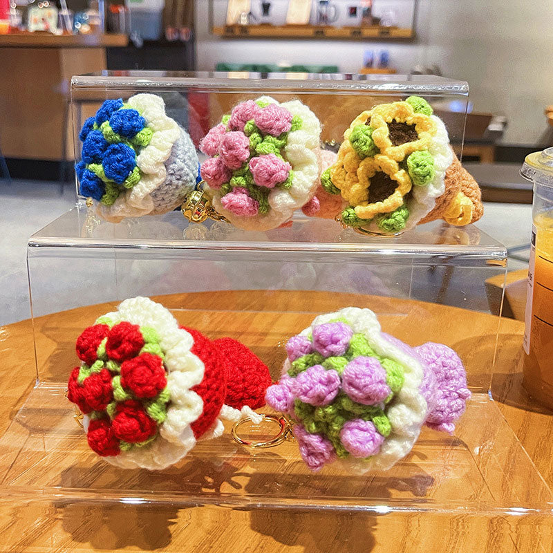 ブーケ 花束 編み物 キーチャーム キーホルダー キーリング キーチェーン バッグチャーム ストラップ アクセサリー 紛失予防 かわいい ジュエリー 可愛い 雑貨 鍵 車 レディース カップル 小物 ギフト プレゼント