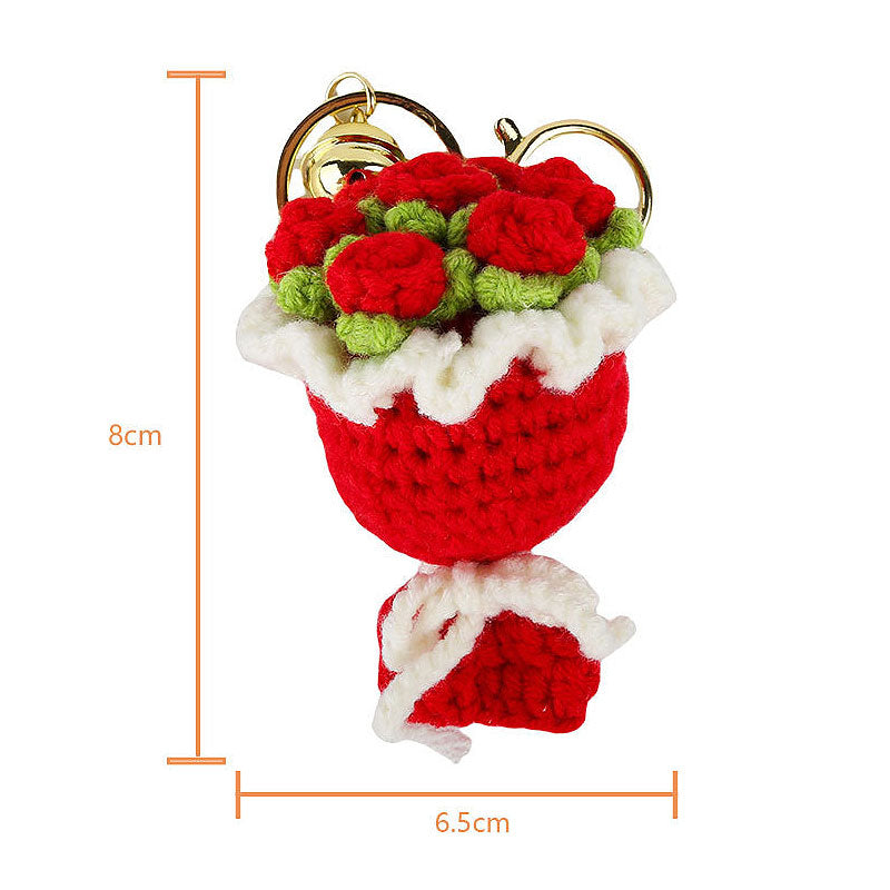 ブーケ 花束 編み物 キーチャーム キーホルダー キーリング キーチェーン バッグチャーム ストラップ アクセサリー 紛失予防 かわいい ジュエリー 可愛い 雑貨 鍵 車 レディース カップル 小物 ギフト プレゼント