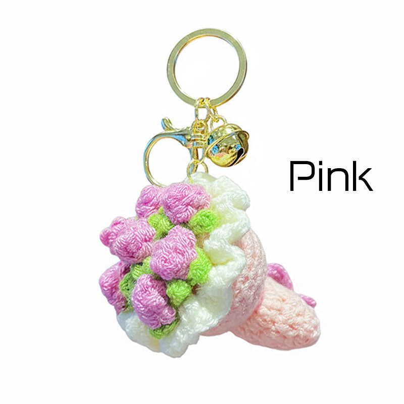 ブーケ 花束 編み物 キーチャーム キーホルダー キーリング キーチェーン バッグチャーム ストラップ アクセサリー 紛失予防 かわいい ジュエリー 可愛い 雑貨 鍵 車 レディース カップル 小物 ギフト プレゼント