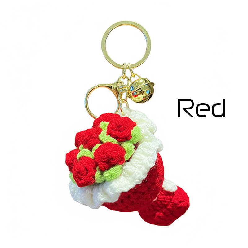ブーケ 花束 編み物 キーチャーム キーホルダー キーリング キーチェーン バッグチャーム ストラップ アクセサリー 紛失予防 かわいい ジュエリー 可愛い 雑貨 鍵 車 レディース カップル 小物 ギフト プレゼント