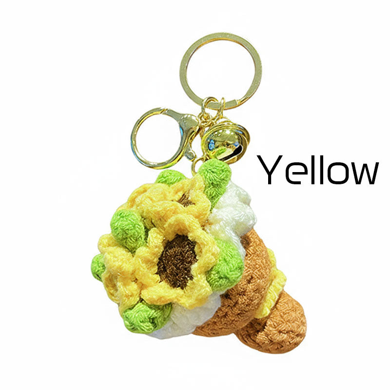 ブーケ 花束 編み物 キーチャーム キーホルダー キーリング キーチェーン バッグチャーム ストラップ アクセサリー 紛失予防 かわいい ジュエリー 可愛い 雑貨 鍵 車 レディース カップル 小物 ギフト プレゼント