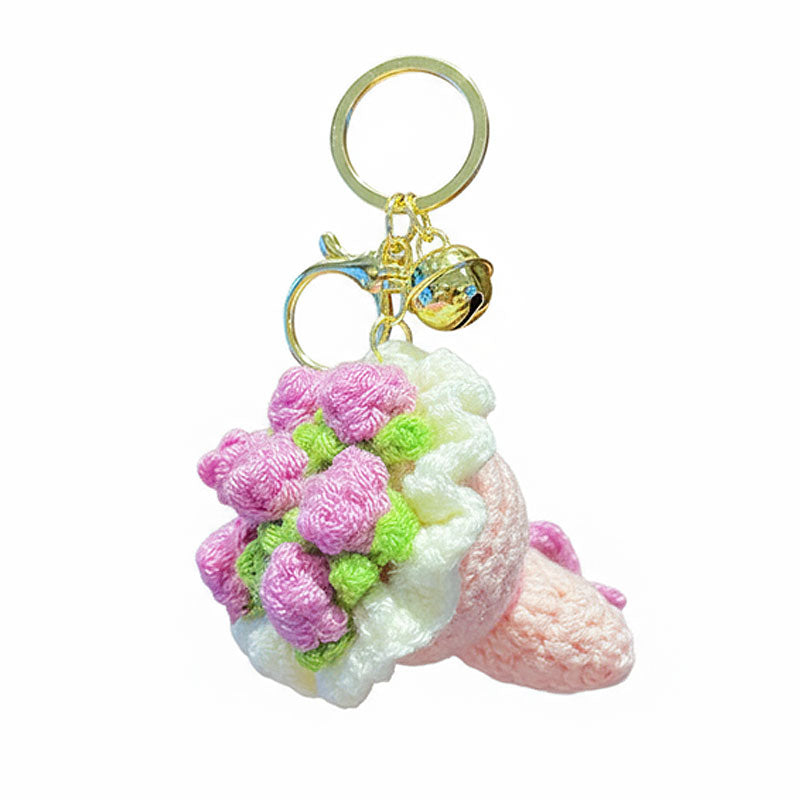 ブーケ 花束 編み物 キーチャーム キーホルダー キーリング キーチェーン バッグチャーム ストラップ アクセサリー 紛失予防 かわいい ジュエリー 可愛い 雑貨 鍵 車 レディース カップル 小物 ギフト プレゼント
