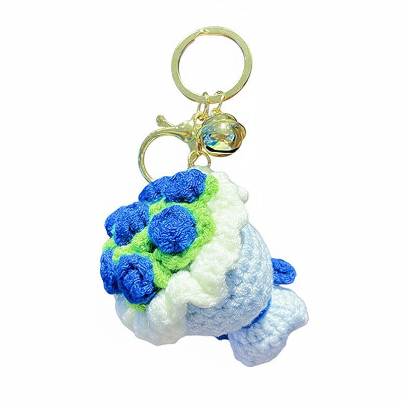 ブーケ 花束 編み物 キーチャーム キーホルダー キーリング キーチェーン バッグチャーム ストラップ アクセサリー 紛失予防 かわいい ジュエリー 可愛い 雑貨 鍵 車 レディース カップル 小物 ギフト プレゼント