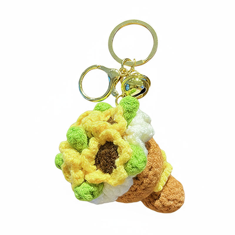 ブーケ 花束 編み物 キーチャーム キーホルダー キーリング キーチェーン バッグチャーム ストラップ アクセサリー 紛失予防 かわいい ジュエリー 可愛い 雑貨 鍵 車 レディース カップル 小物 ギフト プレゼント