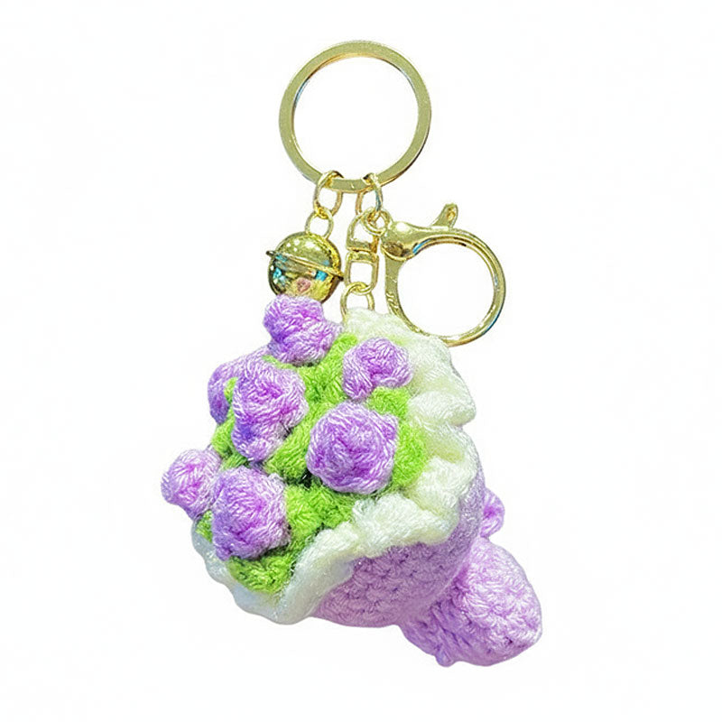 ブーケ 花束 編み物 キーチャーム キーホルダー キーリング キーチェーン バッグチャーム ストラップ アクセサリー 紛失予防 かわいい ジュエリー 可愛い 雑貨 鍵 車 レディース カップル 小物 ギフト プレゼント