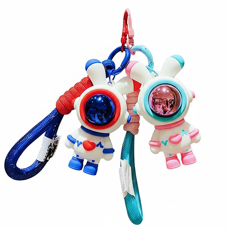 ウサギ 宇宙 飛行士 キーチャーム キーホルダー キーリング キーチェーン バッグチャーム ストラップ アクセサリー 紛失予防 かわいい ジュエリー 可愛い 雑貨 鍵 車 レディース カップル 小物 ギフト プレゼント