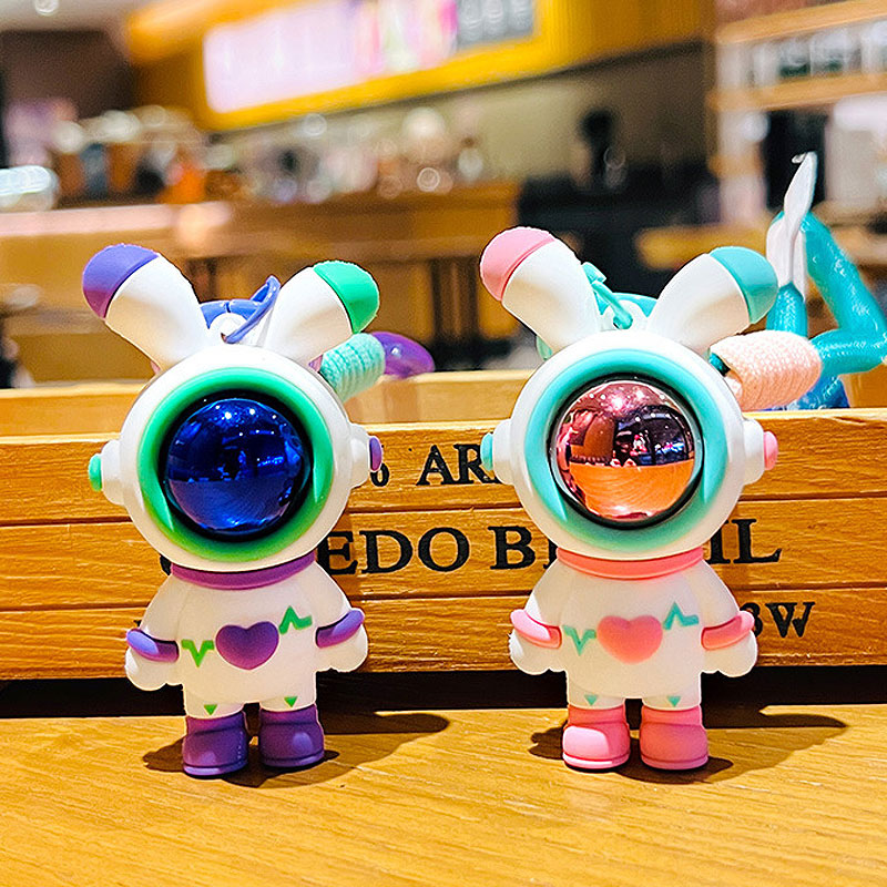 ウサギ 宇宙 飛行士 キーチャーム キーホルダー キーリング キーチェーン バッグチャーム ストラップ アクセサリー 紛失予防 かわいい ジュエリー 可愛い 雑貨 鍵 車 レディース カップル 小物 ギフト プレゼント