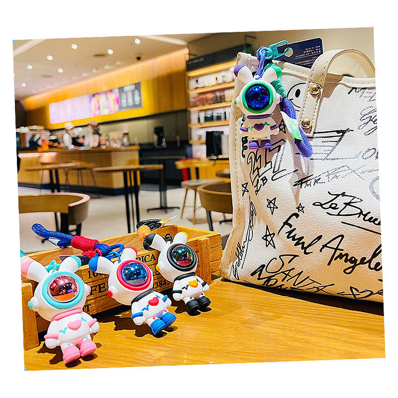 ウサギ 宇宙 飛行士 キーチャーム キーホルダー キーリング キーチェーン バッグチャーム ストラップ アクセサリー 紛失予防 かわいい ジュエリー 可愛い 雑貨 鍵 車 レディース カップル 小物 ギフト プレゼント