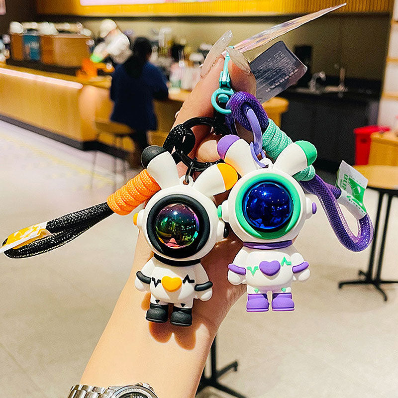 ウサギ 宇宙 飛行士 キーチャーム キーホルダー キーリング キーチェーン バッグチャーム ストラップ アクセサリー 紛失予防 かわいい ジュエリー 可愛い 雑貨 鍵 車 レディース カップル 小物 ギフト プレゼント
