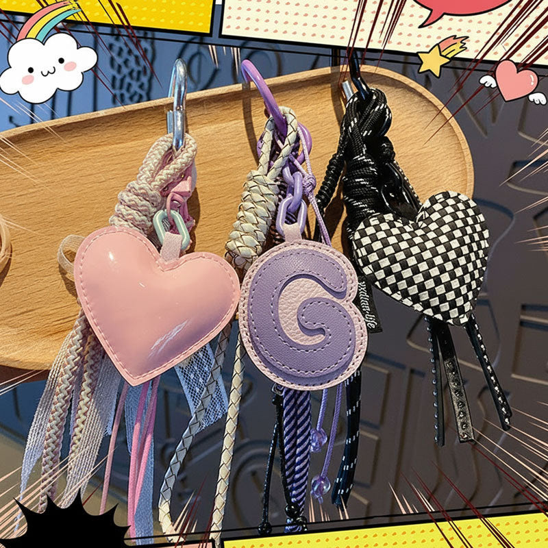 ハート G ピンク 革 キーチャーム キーホルダー キーリング キーチェーン バッグチャーム ストラップ アクセサリー 紛失予防 かわいい ジュエリー 可愛い 雑貨 鍵 車 レディース カップル 小物 ギフト プレゼント