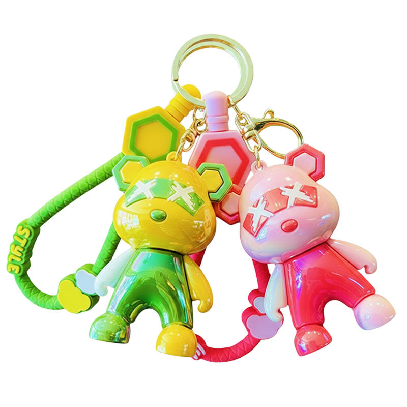 熊 クマ バツ キーチャーム キーホルダー キーリング キーチェーン バッグチャーム ストラップ アクセサリー 紛失予防 かわいい ジュエリー 可愛い 雑貨 鍵 車 レディース カップル 小物 ギフト プレゼント