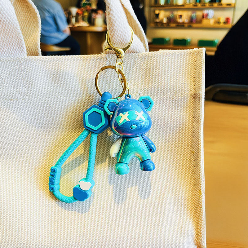 熊 クマ バツ キーチャーム キーホルダー キーリング キーチェーン バッグチャーム ストラップ アクセサリー 紛失予防 かわいい ジュエリー 可愛い 雑貨 鍵 車 レディース カップル 小物 ギフト プレゼント