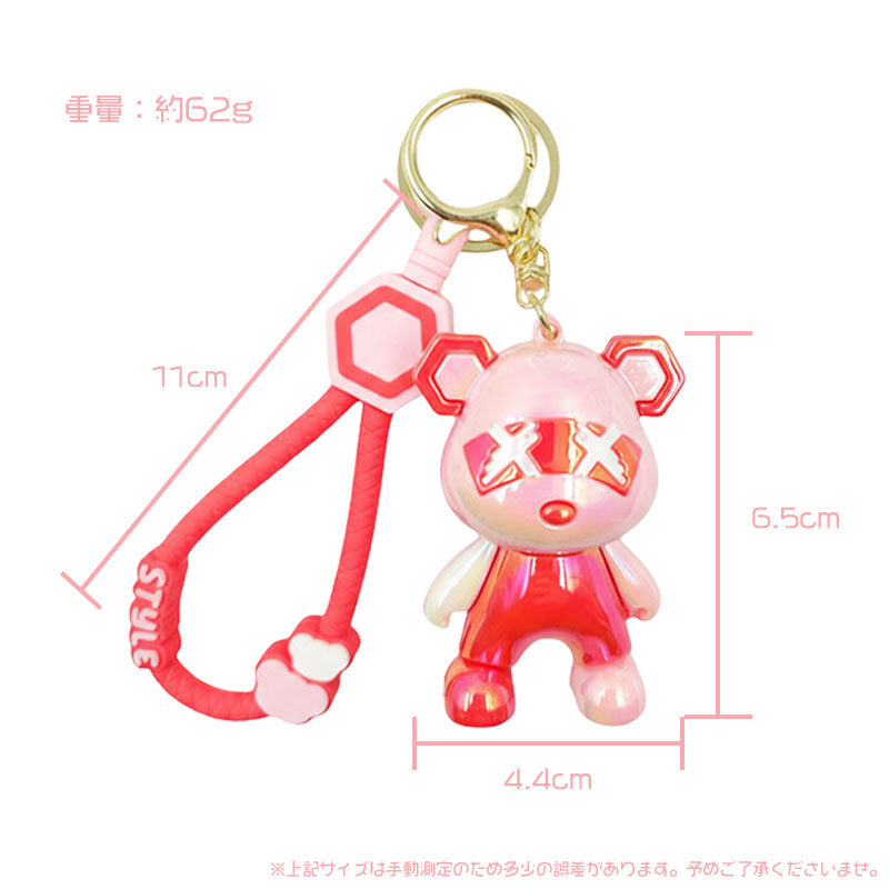 熊 クマ バツ キーチャーム キーホルダー キーリング キーチェーン バッグチャーム ストラップ アクセサリー 紛失予防 かわいい ジュエリー 可愛い 雑貨 鍵 車 レディース カップル 小物 ギフト プレゼント