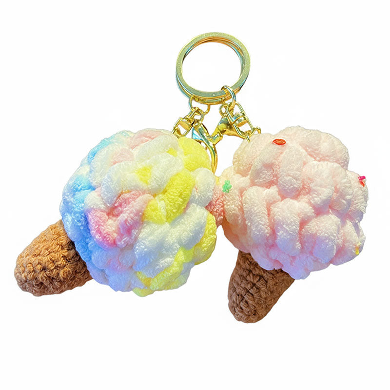 アイスクリーム 編み物 キーチャーム キーホルダー キーリング キーチェーン バッグチャーム ストラップ アクセサリー 紛失予防 かわいい ジュエリー 可愛い 雑貨 鍵 車 レディース カップル 小物 ギフト プレゼント