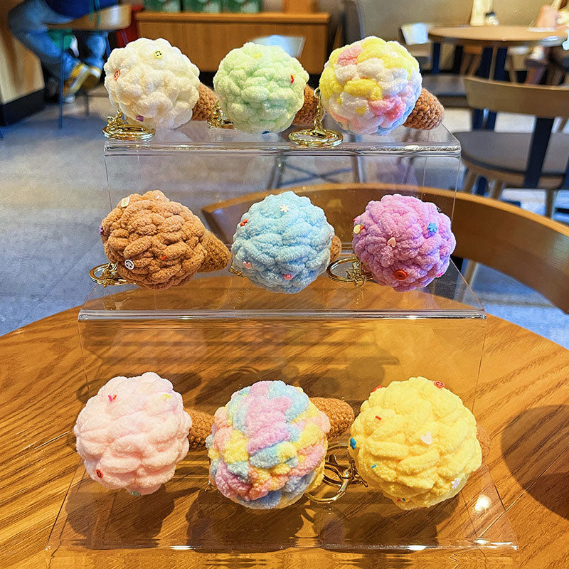 アイスクリーム 編み物 キーチャーム キーホルダー キーリング キーチェーン バッグチャーム ストラップ アクセサリー 紛失予防 かわいい ジュエリー 可愛い 雑貨 鍵 車 レディース カップル 小物 ギフト プレゼント