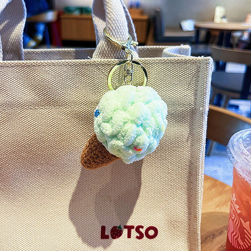 アイスクリーム 編み物 キーチャーム キーホルダー キーリング キーチェーン バッグチャーム ストラップ アクセサリー 紛失予防 かわいい ジュエリー 可愛い 雑貨 鍵 車 レディース カップル 小物 ギフト プレゼント