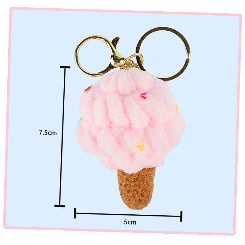アイスクリーム 編み物 キーチャーム キーホルダー キーリング キーチェーン バッグチャーム ストラップ アクセサリー 紛失予防 かわいい ジュエリー 可愛い 雑貨 鍵 車 レディース カップル 小物 ギフト プレゼント