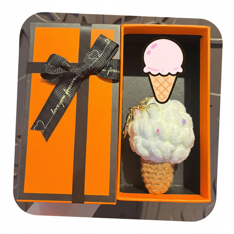 アイスクリーム 編み物 キーチャーム キーホルダー キーリング キーチェーン バッグチャーム ストラップ アクセサリー 紛失予防 かわいい ジュエリー 可愛い 雑貨 鍵 車 レディース カップル 小物 ギフト プレゼント