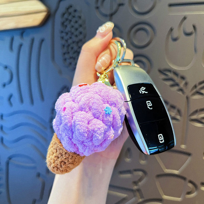 アイスクリーム 編み物 キーチャーム キーホルダー キーリング キーチェーン バッグチャーム ストラップ アクセサリー 紛失予防 かわいい ジュエリー 可愛い 雑貨 鍵 車 レディース カップル 小物 ギフト プレゼント