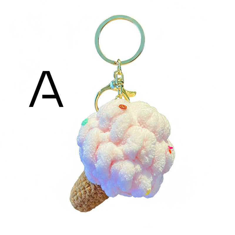 アイスクリーム 編み物 キーチャーム キーホルダー キーリング キーチェーン バッグチャーム ストラップ アクセサリー 紛失予防 かわいい ジュエリー 可愛い 雑貨 鍵 車 レディース カップル 小物 ギフト プレゼント