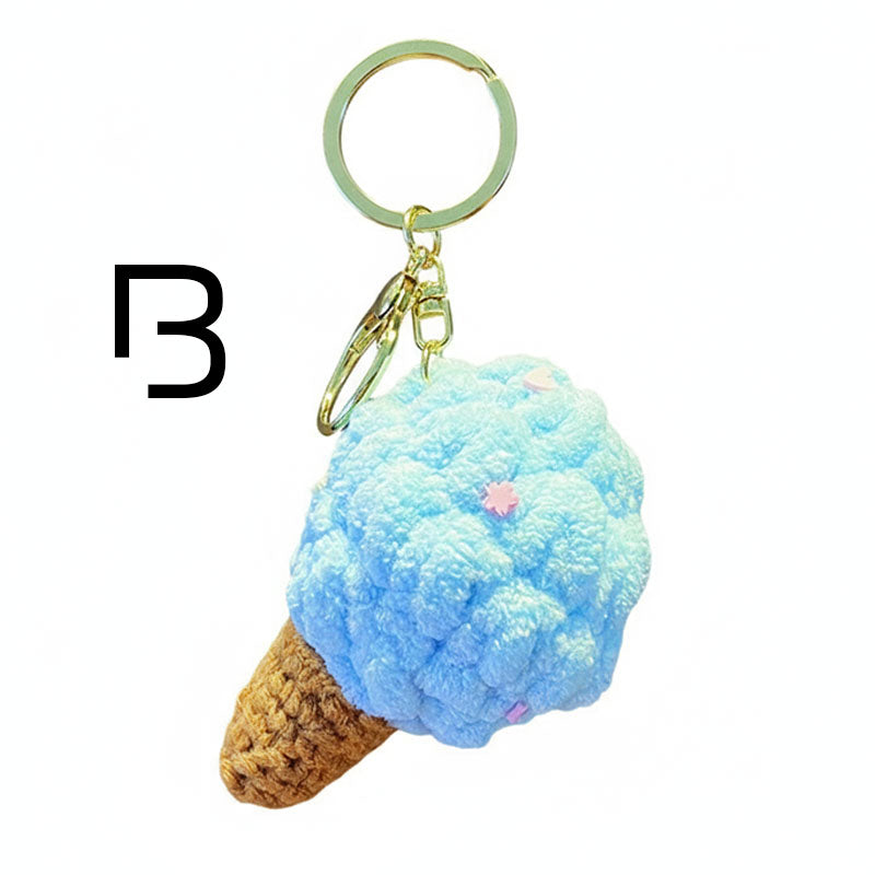 アイスクリーム 編み物 キーチャーム キーホルダー キーリング キーチェーン バッグチャーム ストラップ アクセサリー 紛失予防 かわいい ジュエリー 可愛い 雑貨 鍵 車 レディース カップル 小物 ギフト プレゼント