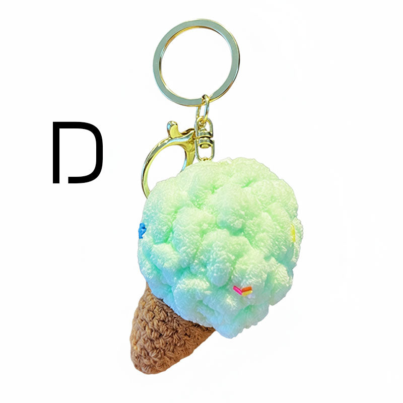 アイスクリーム 編み物 キーチャーム キーホルダー キーリング キーチェーン バッグチャーム ストラップ アクセサリー 紛失予防 かわいい ジュエリー 可愛い 雑貨 鍵 車 レディース カップル 小物 ギフト プレゼント