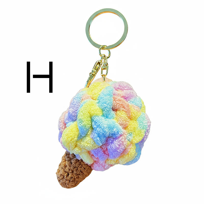 アイスクリーム 編み物 キーチャーム キーホルダー キーリング キーチェーン バッグチャーム ストラップ アクセサリー 紛失予防 かわいい ジュエリー 可愛い 雑貨 鍵 車 レディース カップル 小物 ギフト プレゼント