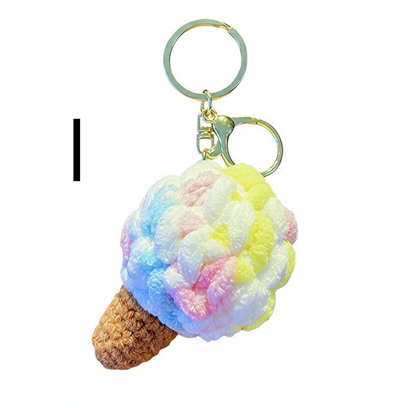アイスクリーム 編み物 キーチャーム キーホルダー キーリング キーチェーン バッグチャーム ストラップ アクセサリー 紛失予防 かわいい ジュエリー 可愛い 雑貨 鍵 車 レディース カップル 小物 ギフト プレゼント