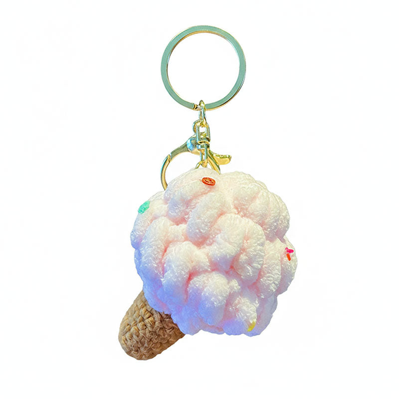アイスクリーム 編み物 キーチャーム キーホルダー キーリング キーチェーン バッグチャーム ストラップ アクセサリー 紛失予防 かわいい ジュエリー 可愛い 雑貨 鍵 車 レディース カップル 小物 ギフト プレゼント