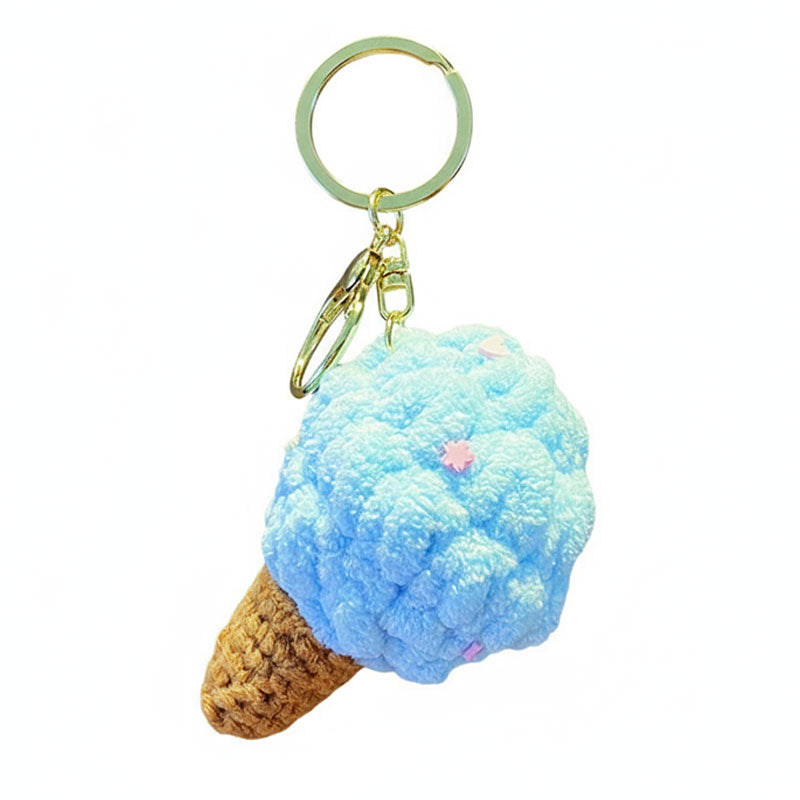 アイスクリーム 編み物 キーチャーム キーホルダー キーリング キーチェーン バッグチャーム ストラップ アクセサリー 紛失予防 かわいい ジュエリー 可愛い 雑貨 鍵 車 レディース カップル 小物 ギフト プレゼント