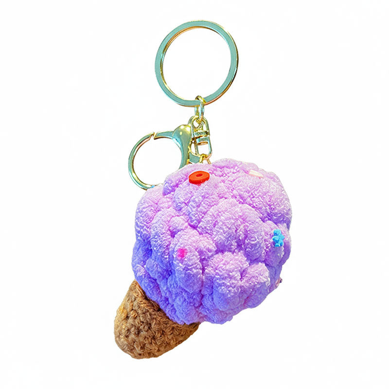アイスクリーム 編み物 キーチャーム キーホルダー キーリング キーチェーン バッグチャーム ストラップ アクセサリー 紛失予防 かわいい ジュエリー 可愛い 雑貨 鍵 車 レディース カップル 小物 ギフト プレゼント