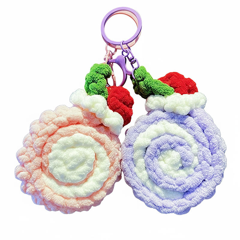 ロールケーキ 編み物 キーチャーム キーホルダー キーリング キーチェーン バッグチャーム ストラップ アクセサリー 紛失予防 かわいい ジュエリー 可愛い 雑貨 鍵 車 レディース カップル 小物 ギフト プレゼント