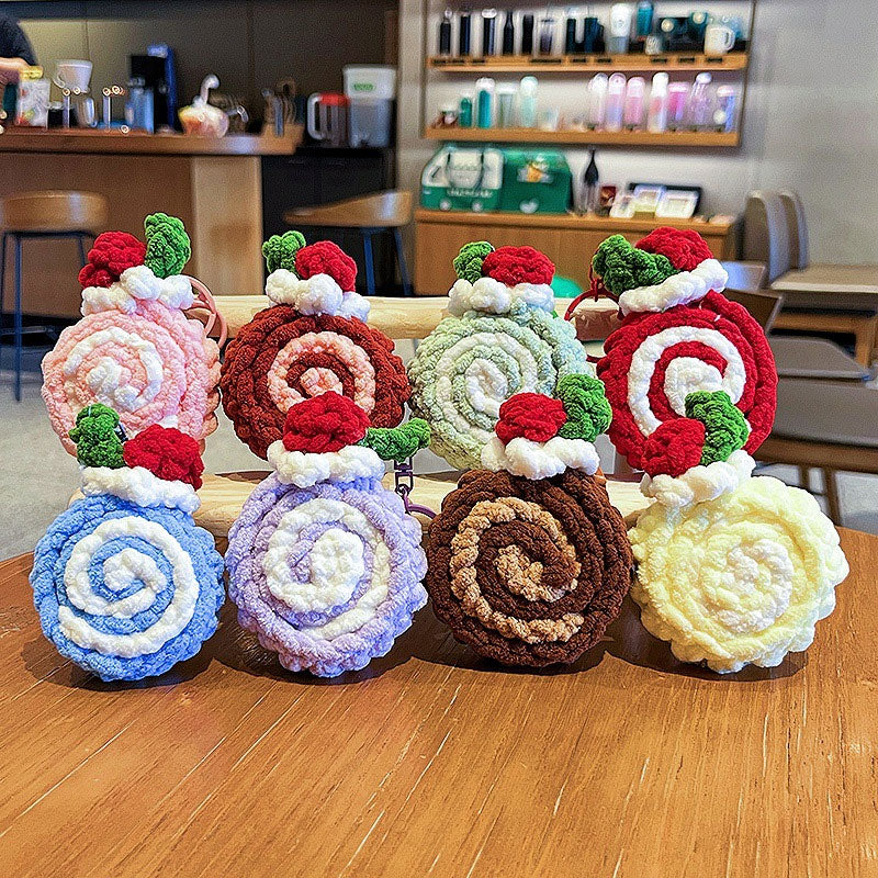 ロールケーキ 編み物 キーチャーム キーホルダー キーリング キーチェーン バッグチャーム ストラップ アクセサリー 紛失予防 かわいい ジュエリー 可愛い 雑貨 鍵 車 レディース カップル 小物 ギフト プレゼント